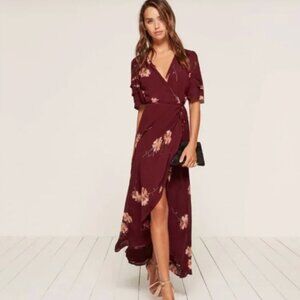 Reformation Lottie Wrap Dress in Auburn XS